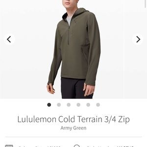 Lululemon Cold Terrain 3/4 Zip Army Green used excellent men’s size XXL